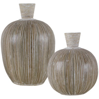 Uttermost Islander White Washed Vases, 2-Piece Set