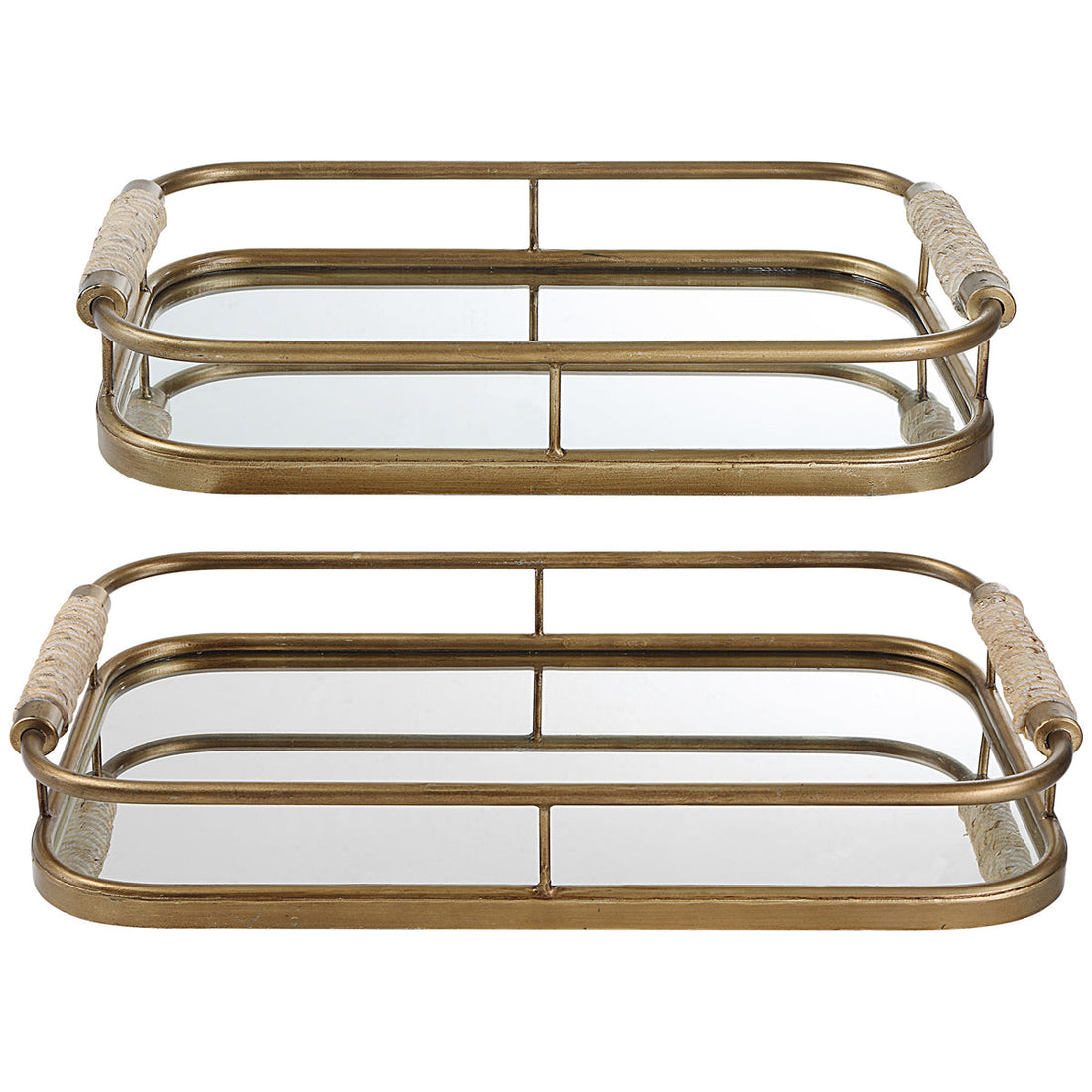 Uttermost Rosea Brushed Gold Trays, 2-Piece Set