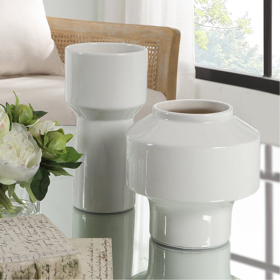 Uttermost Illumina Abstract White Vases, 2-Piece Set