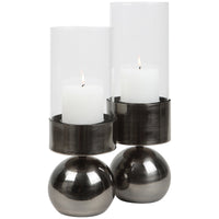 Uttermost Tilston Gunmetal Candleholders, 2-Piece Set