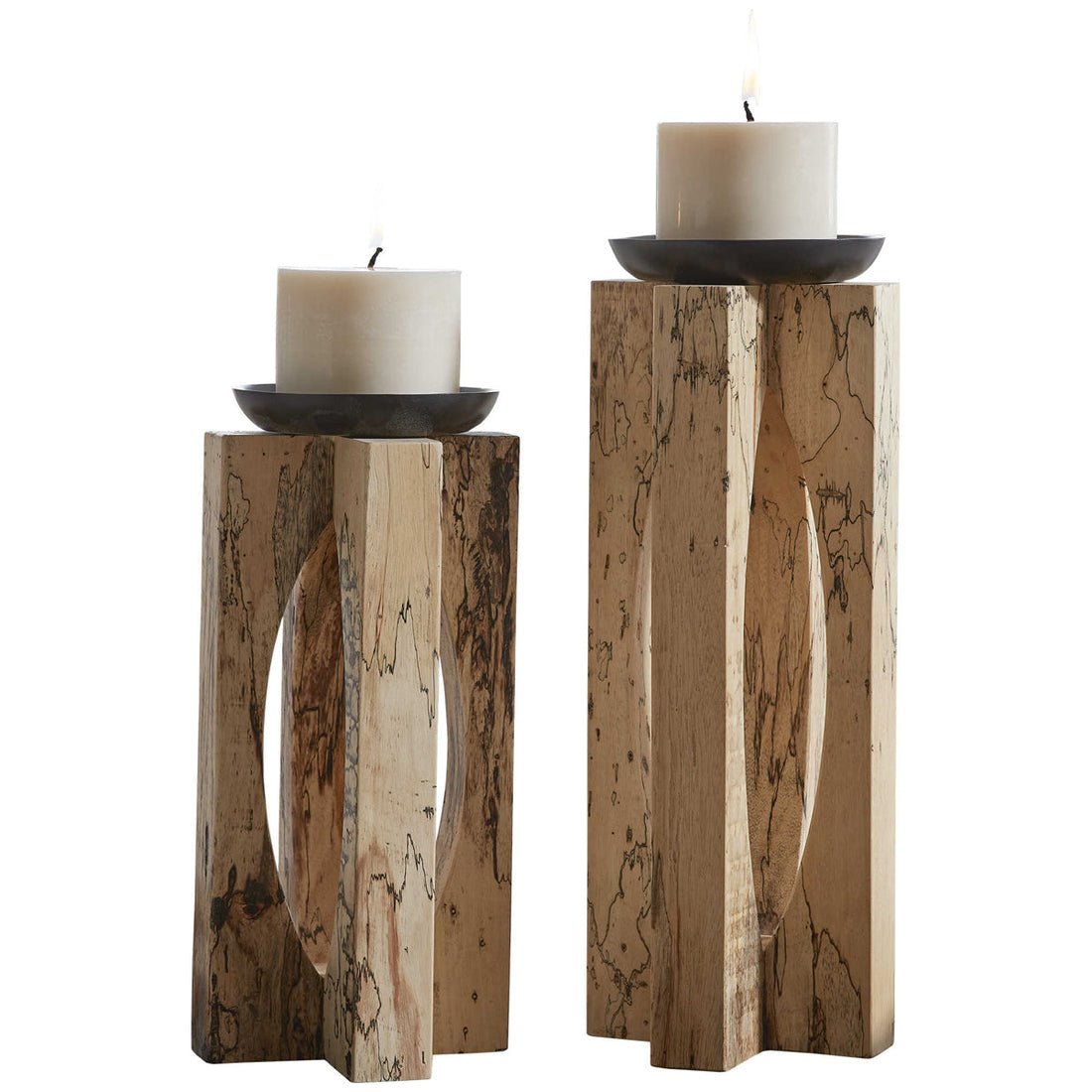 Uttermost Ilva Wood Candleholders, 2-Piece Set