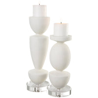 Uttermost Lido White Stone Candleholders, 2-Piece Set