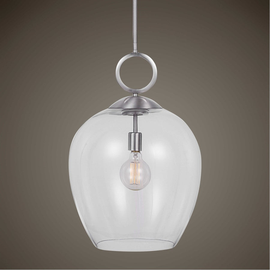 Uttermost Calix Nickel 1-Light Glass Pendant