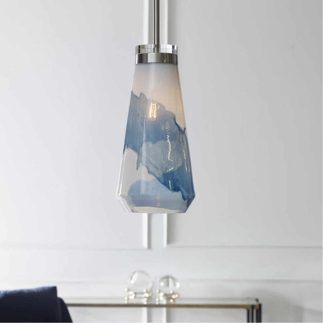 Uttermost Windswept Blue & White 1-Light Mini Pendant