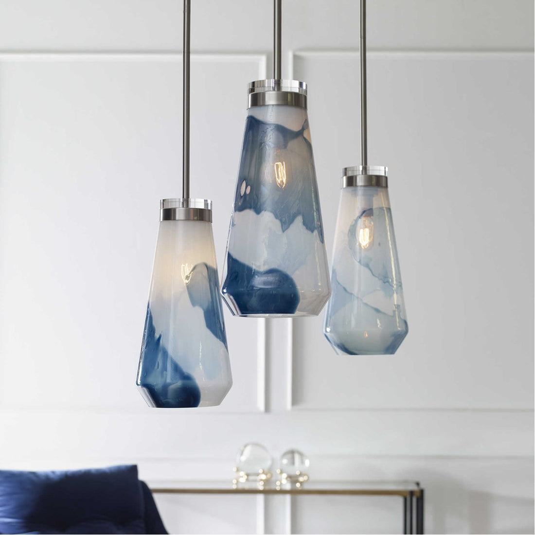 Uttermost Windswept Blue & White 1-Light Mini Pendant