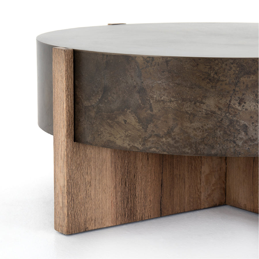 Four Hands Wesson Bingham Coffee Table - Rustic Oak Veneer