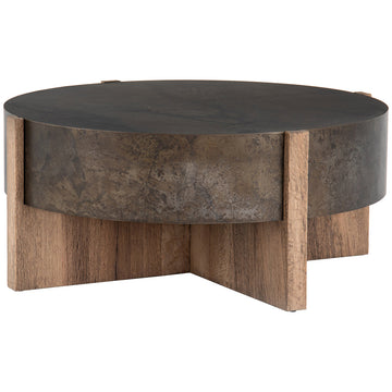 Four Hands Wesson Bingham Coffee Table - Rustic Oak Veneer