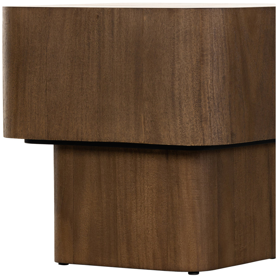 Four Hands Wesson Blanco End Table - Warm Umber Burl