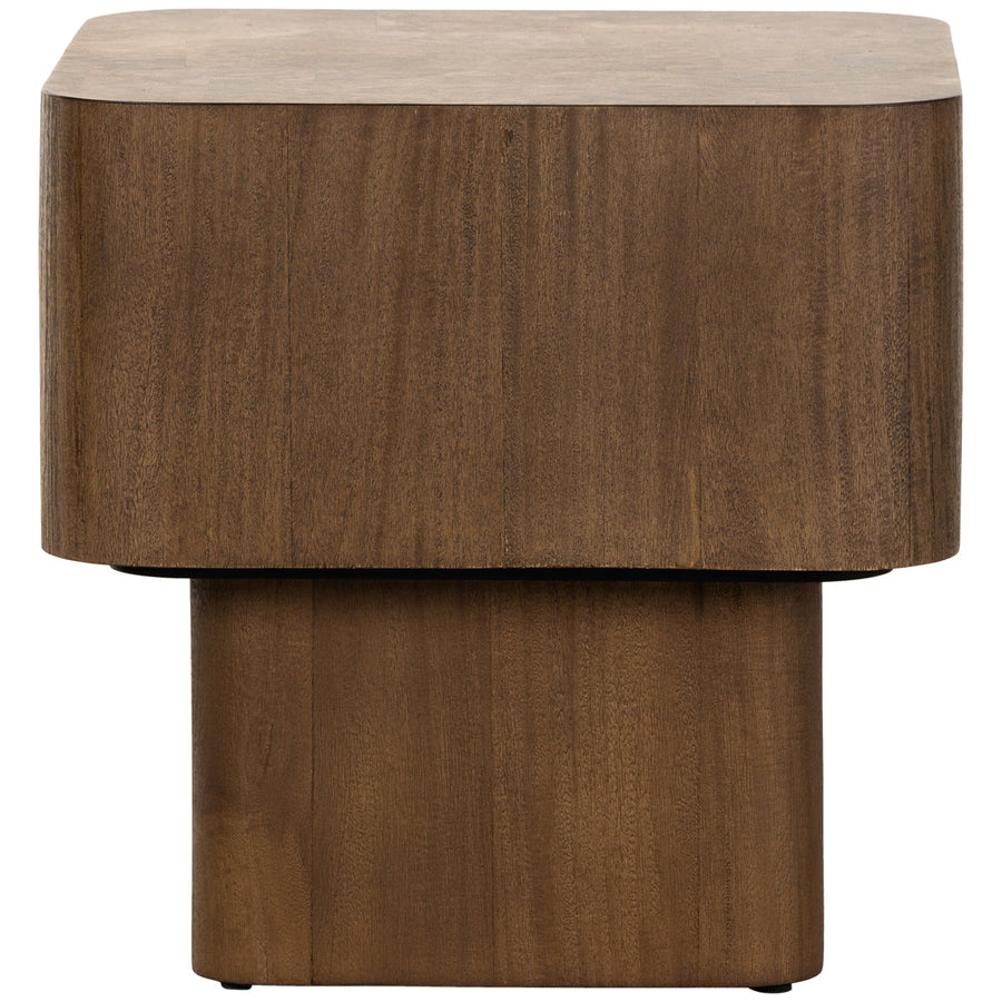 Four Hands Wesson Blanco End Table - Warm Umber Burl