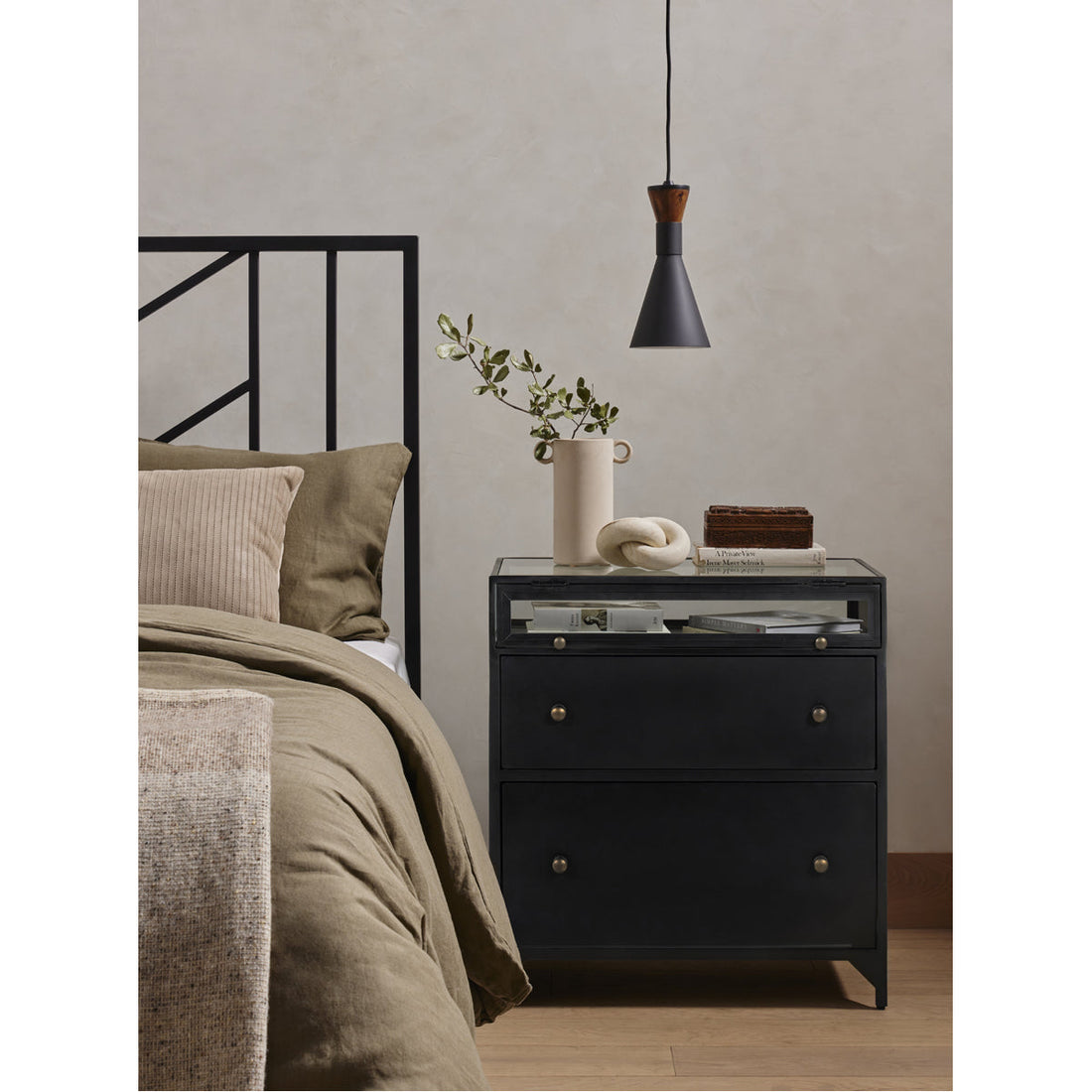 Four Hands Belmont Shadow Box Nightstand - Black