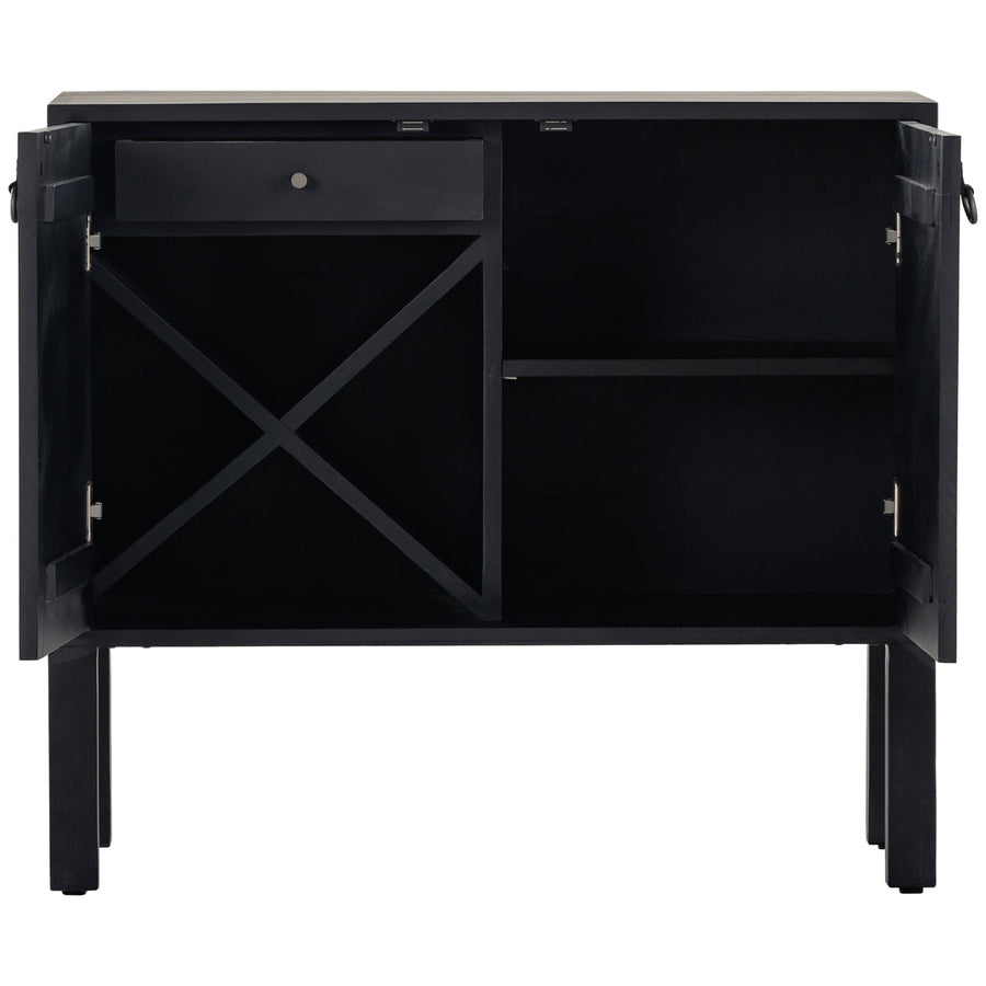 Four Hands Fulton Isador Bar Cabinet - Black Wash Poplar