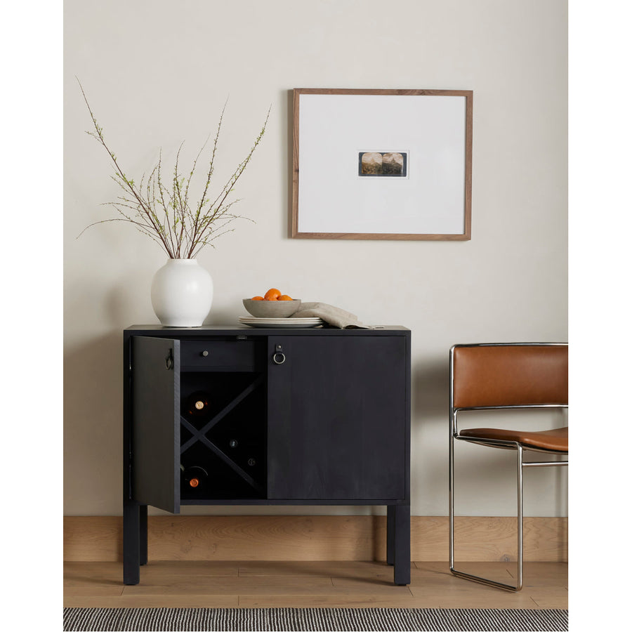 Four Hands Fulton Isador Bar Cabinet - Black Wash Poplar