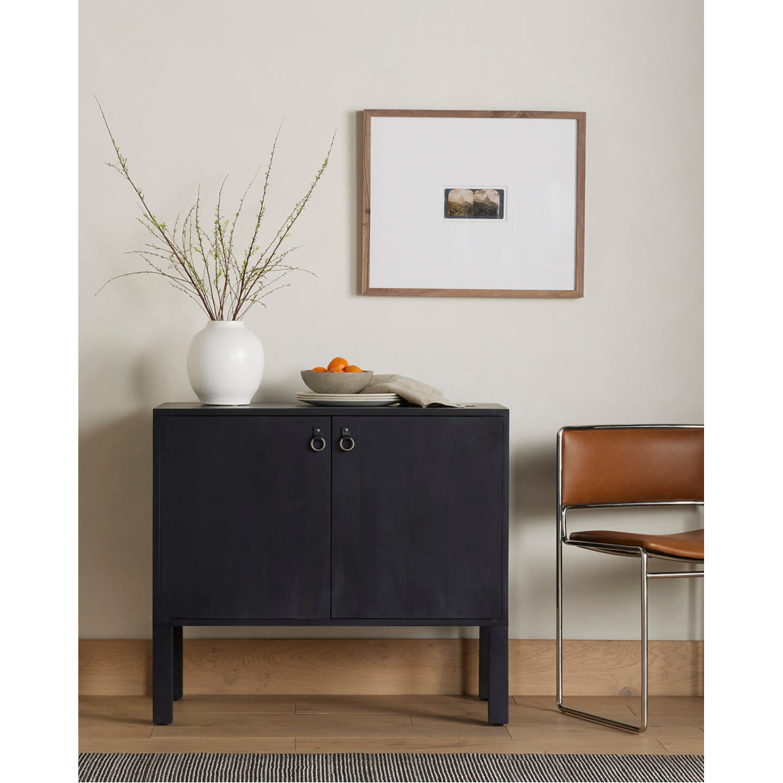 Four Hands Fulton Isador Bar Cabinet - Black Wash Poplar