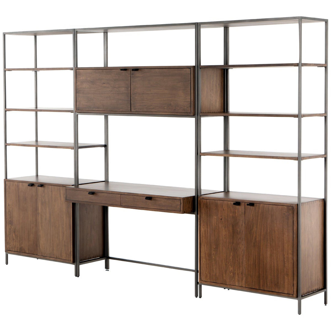 Four Hands Fulton Trey Modular Wall Desk with 2 Bookcases