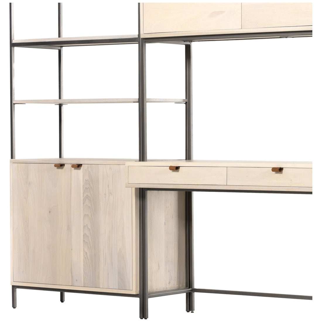 Four Hands Fulton Trey Modular Wall Desk with 2-Piece Bookcase - Dove