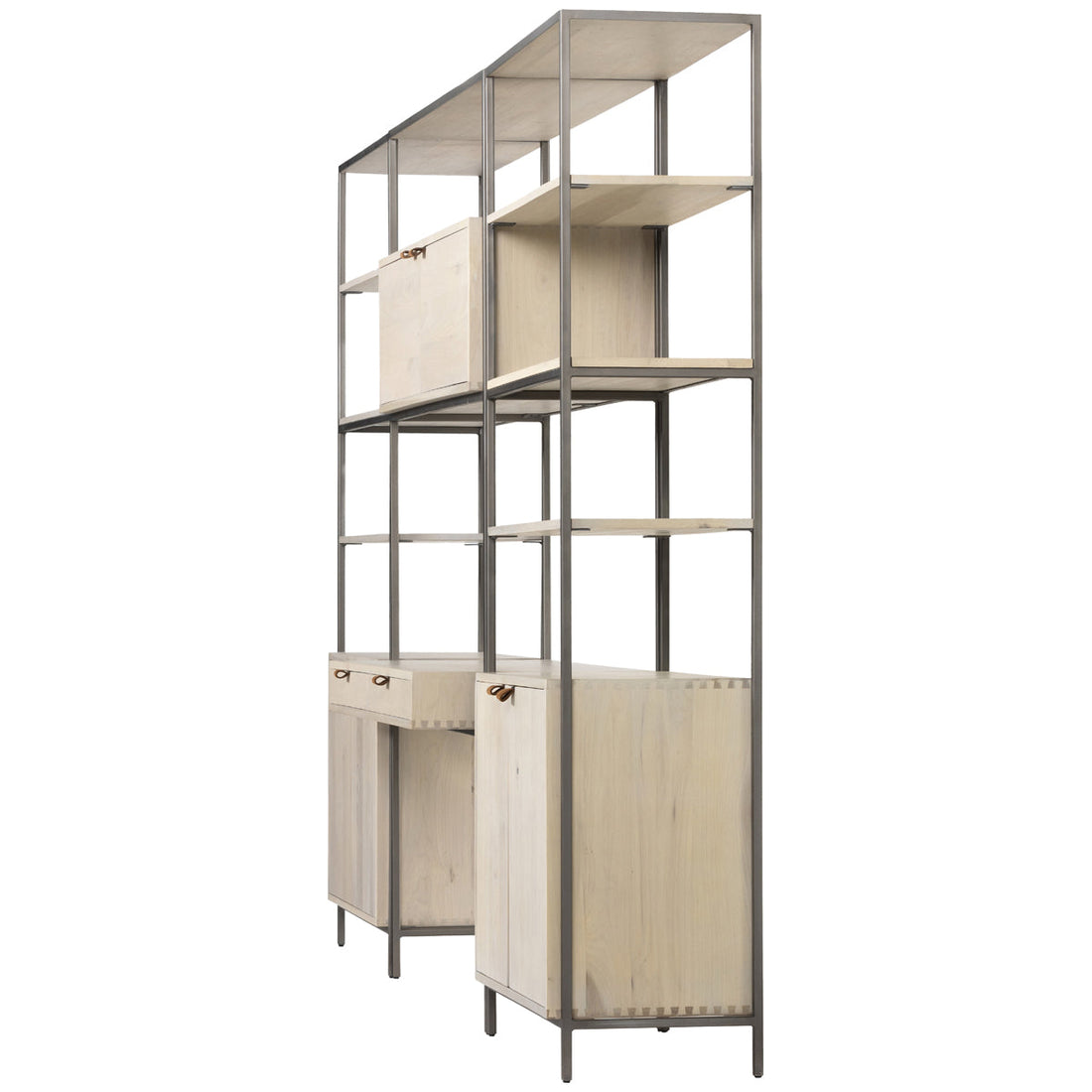 Four Hands Fulton Trey Modular Wall Desk with 2-Piece Bookcase - Dove