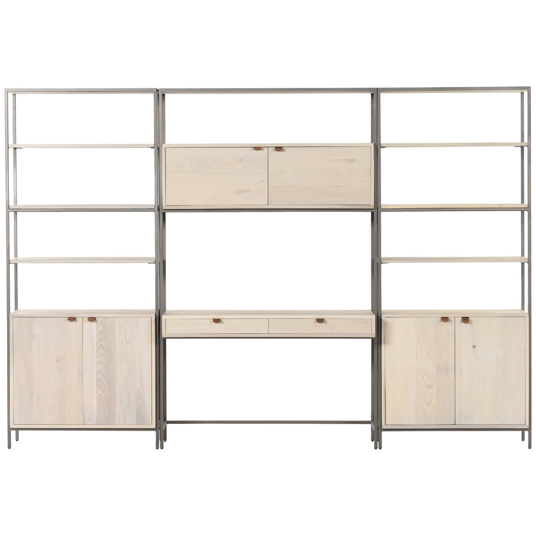 Four Hands Fulton Trey Modular Wall Desk with 2-Piece Bookcase - Dove