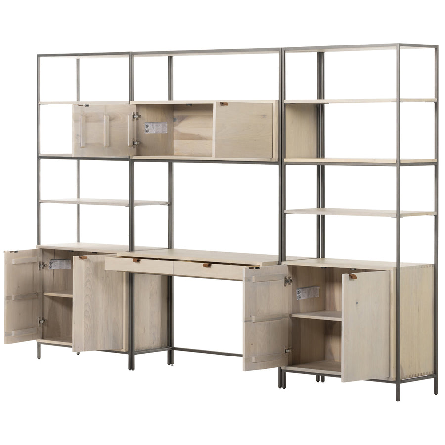 Four Hands Fulton Trey Modular Wall Desk with 2-Piece Bookcase - Dove