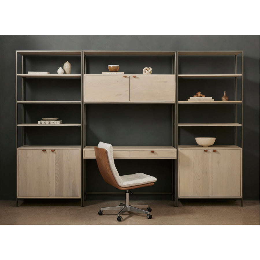 Four Hands Fulton Trey Modular Wall Desk with 2-Piece Bookcase - Dove