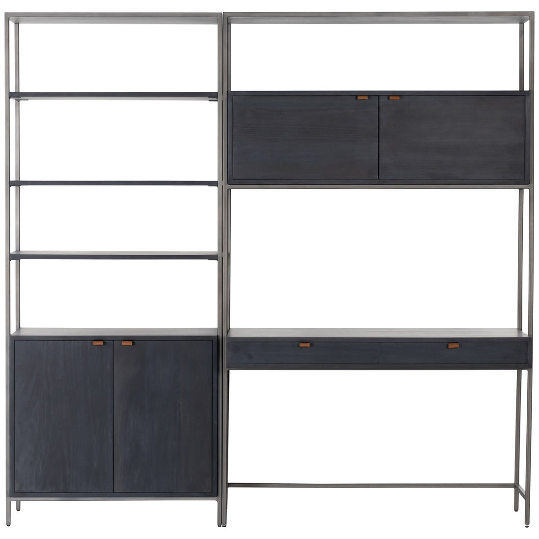 Four Hands Fulton Trey Modular Wall Desk with 1 Bookcase