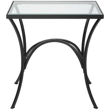 Uttermost Alayna Black Metal & Glass End Table