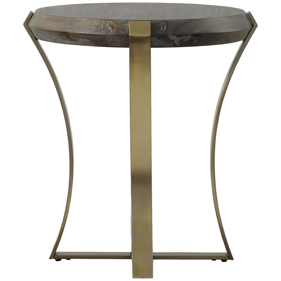 Uttermost Unite Brass Leg Wood Side Table