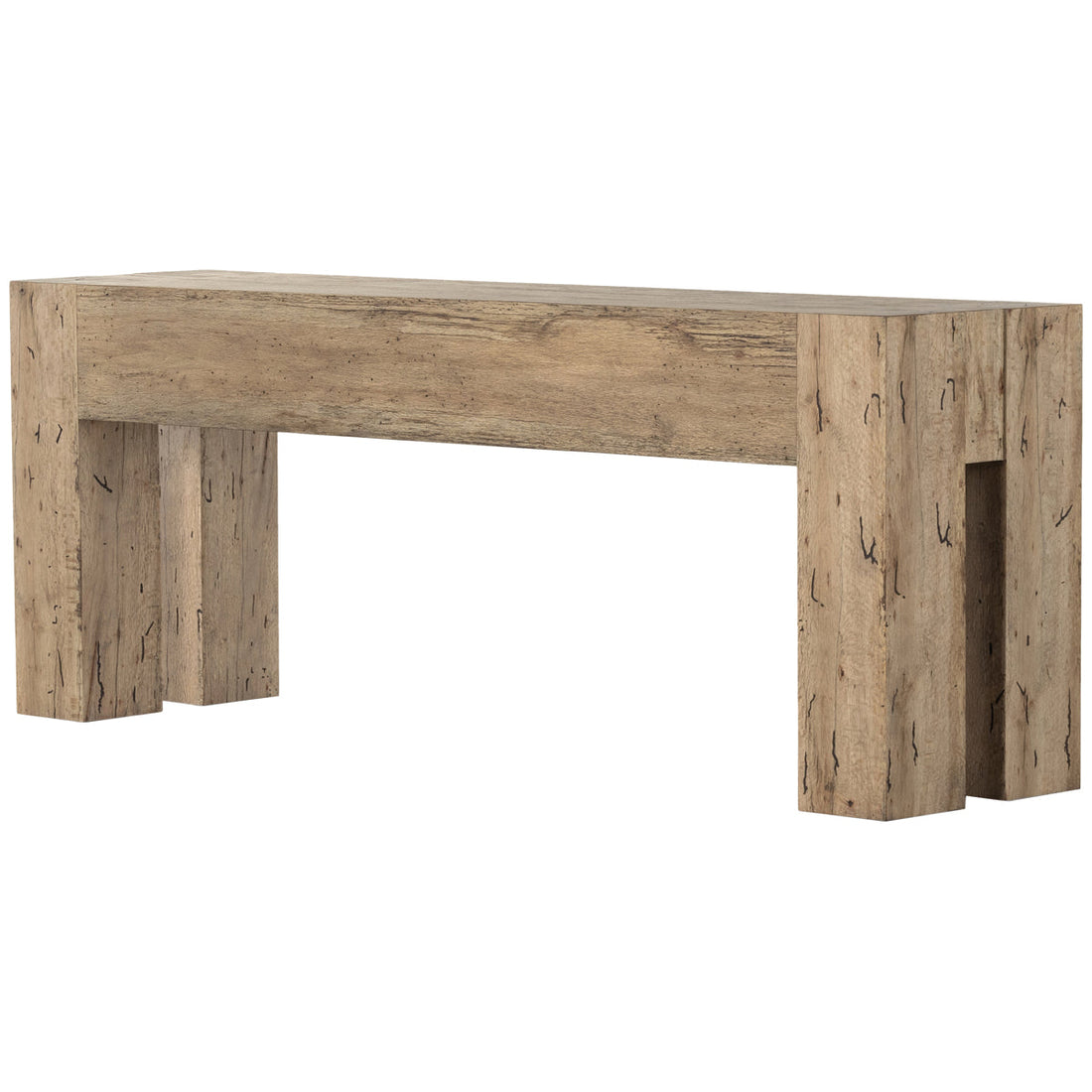 Four Hands Wesson Abaso Console Table - Rustic Wormwood Oak