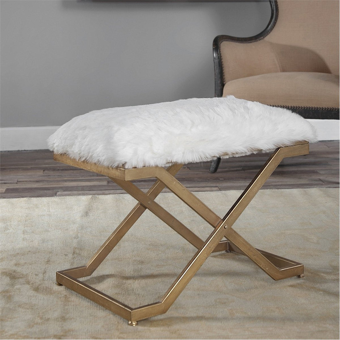 Uttermost Farran Fur Small Bench