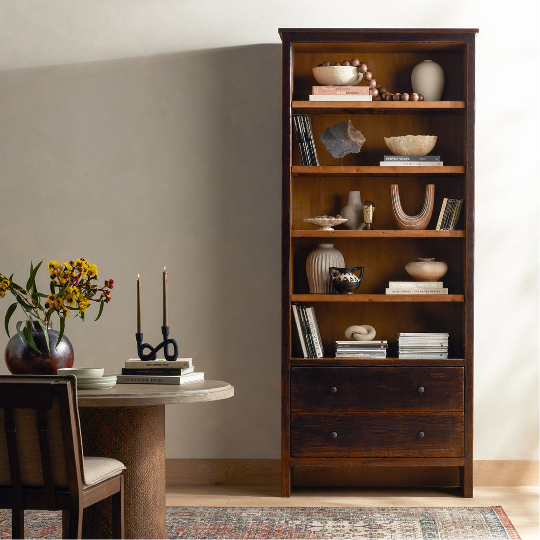 Four Hands Cordella Macgregor Bookcase - Distressed Walnut