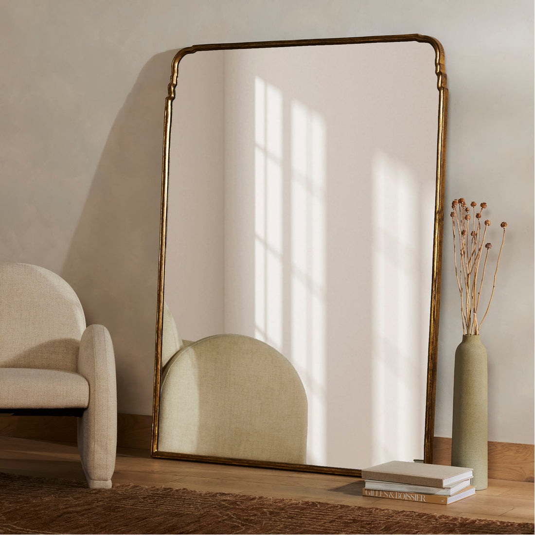 Four Hands Asher Loire Floor Mirror - Antiqued Gold Leaf