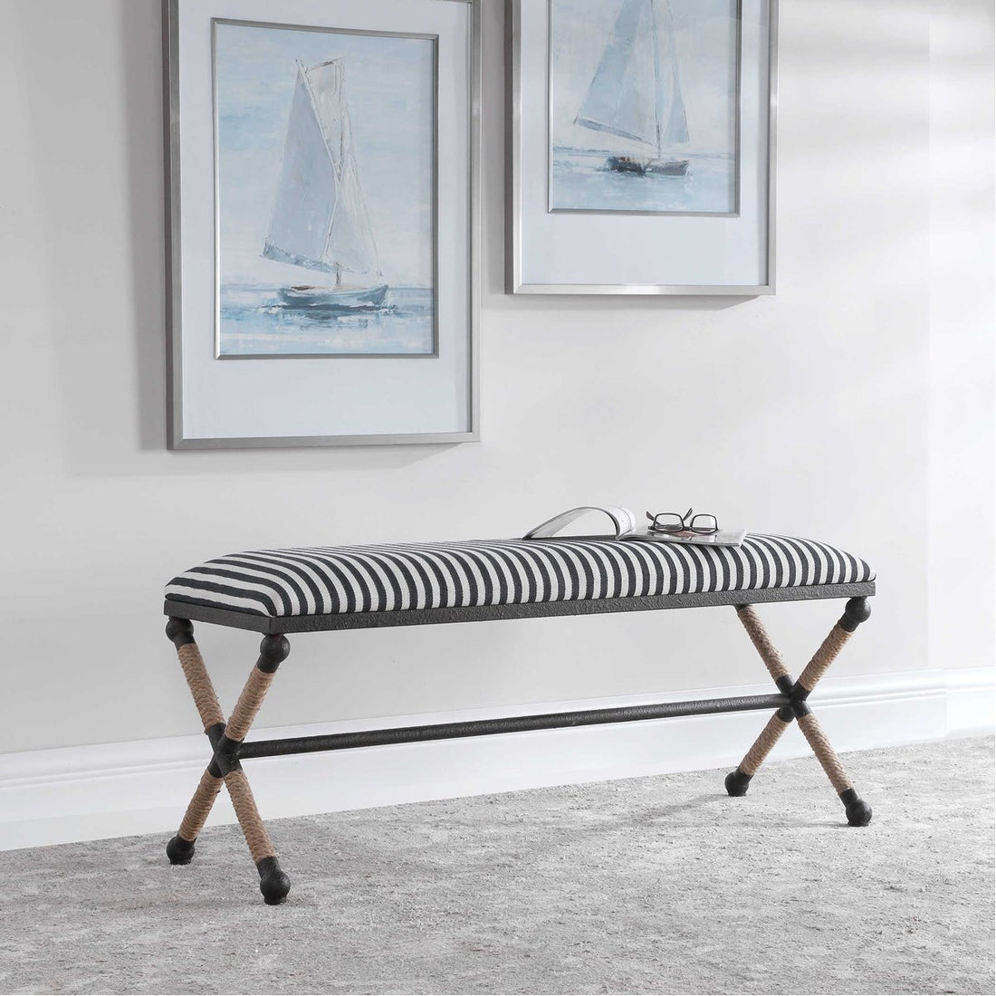 Uttermost Braddock Striped Bench