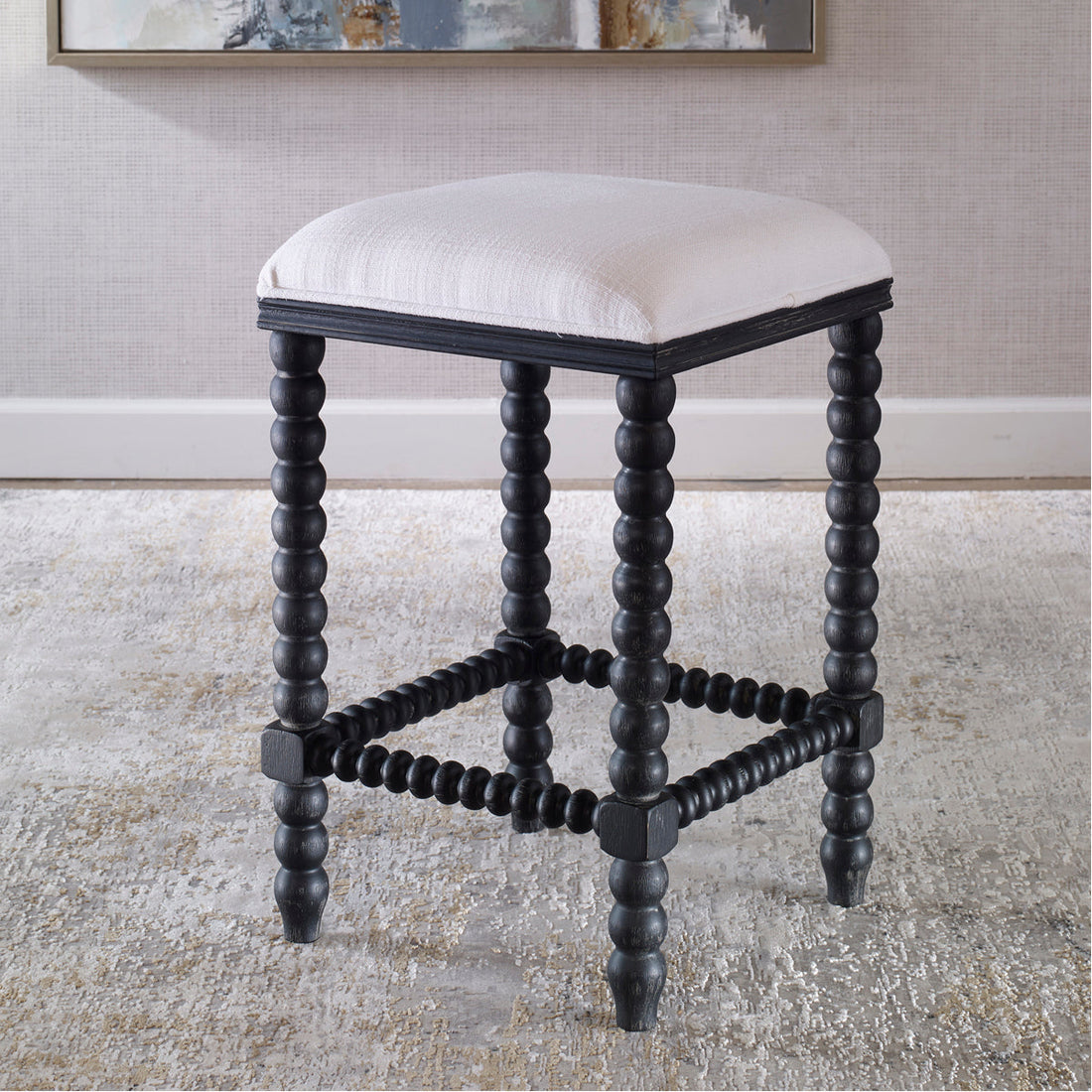 Uttermost Pryce Black Backless Counter Stool