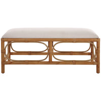 Uttermost Laguna White Fabric Rattan Bench