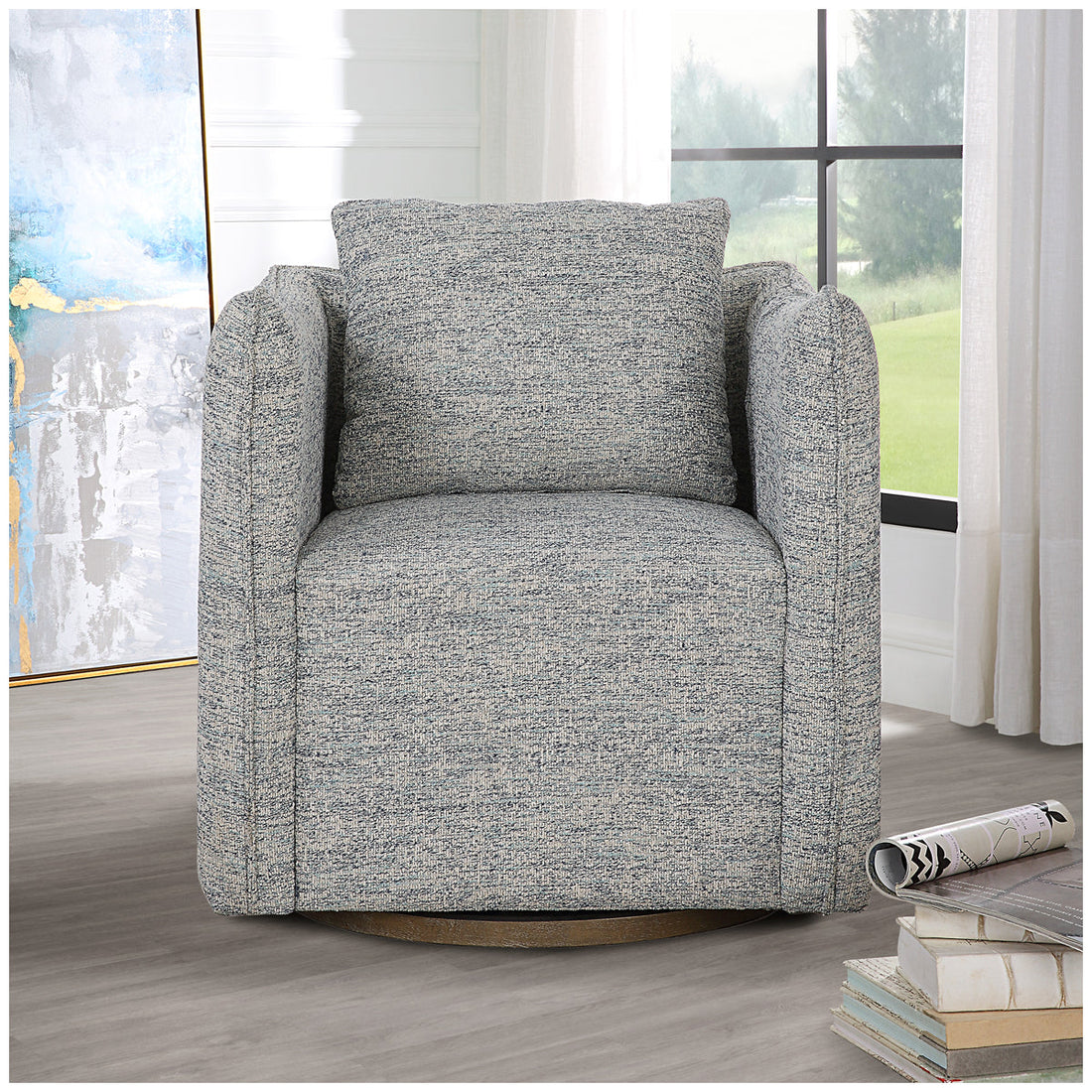 Uttermost Corben Blue Swivel Chair