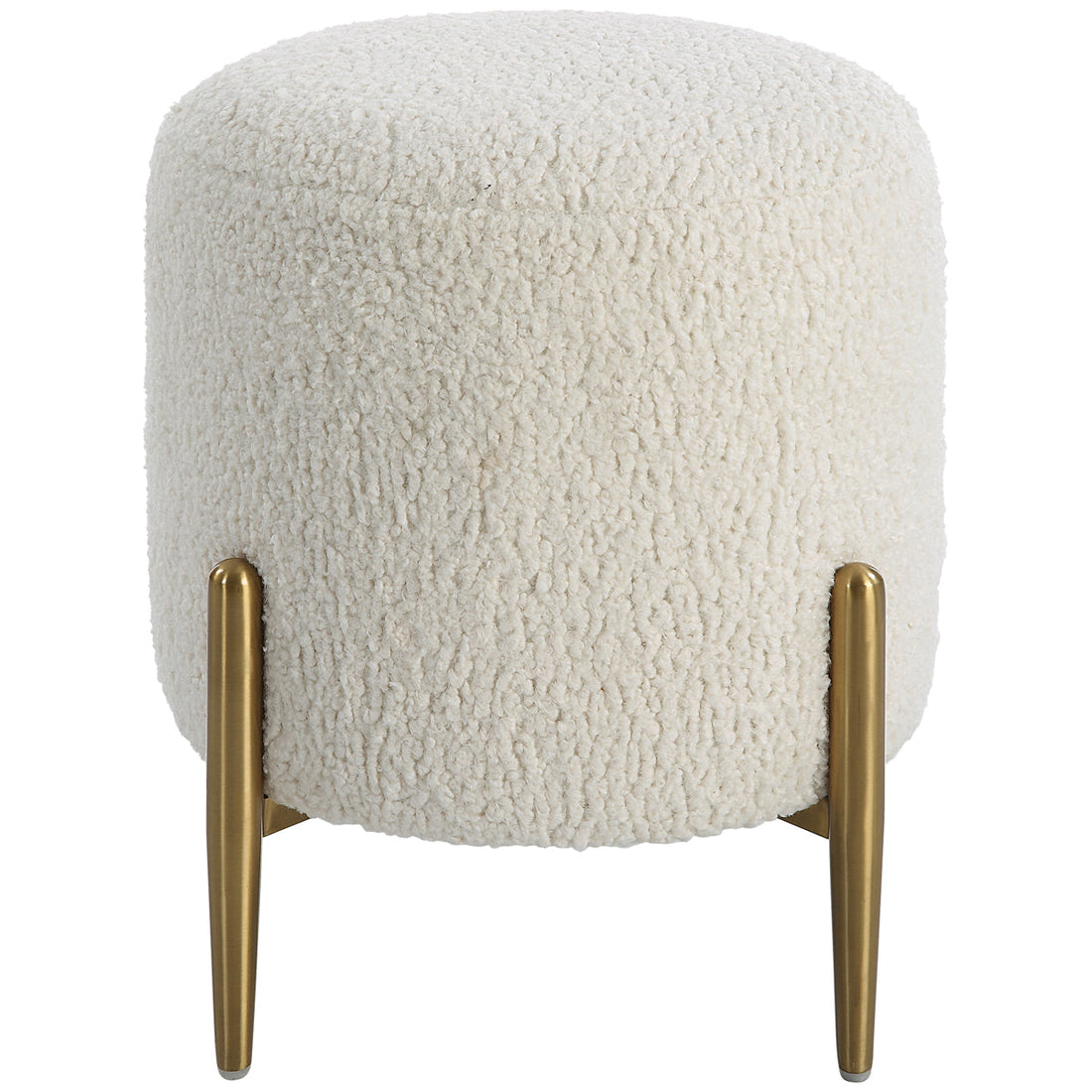 Uttermost Arles White Shearling Brass Ottoman