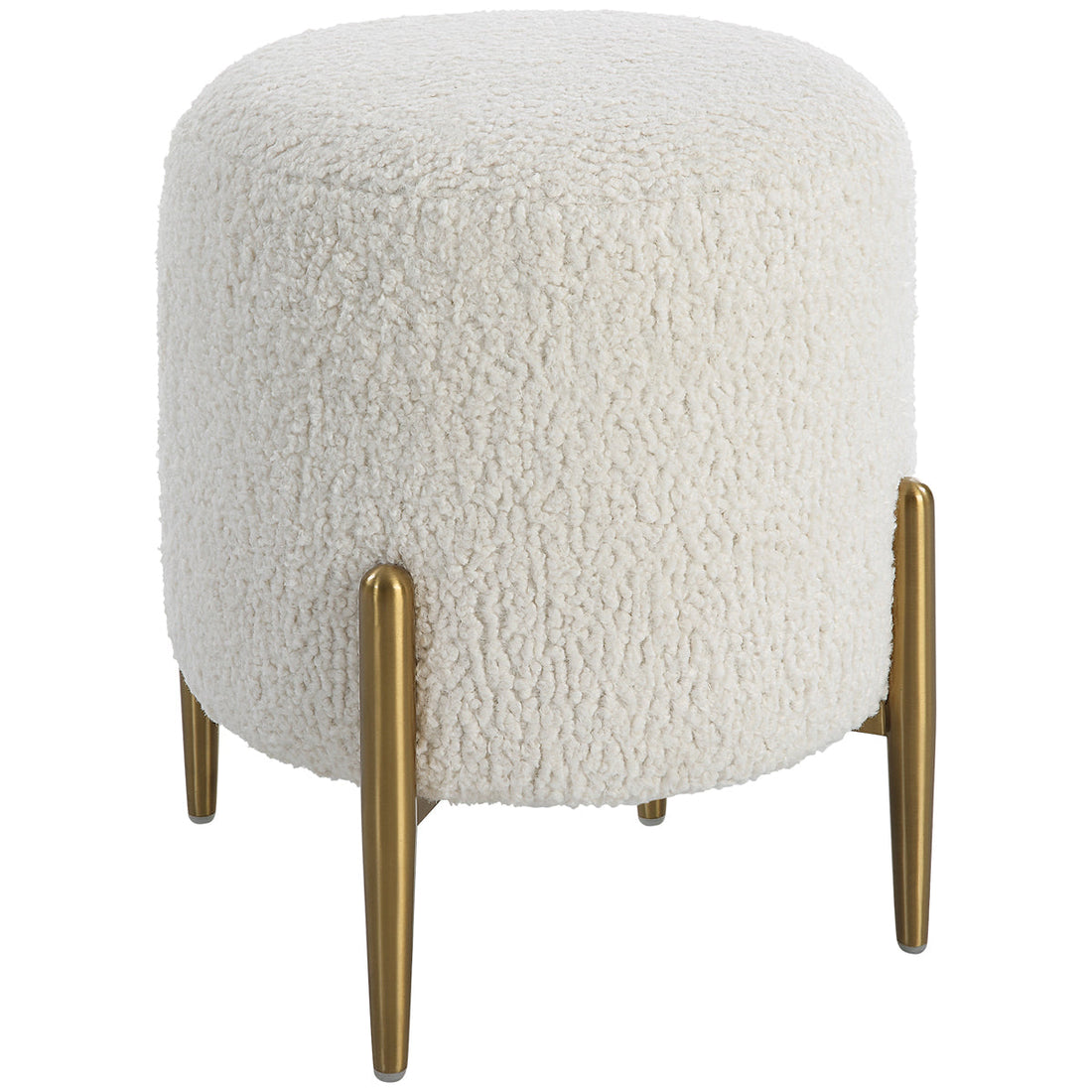 Uttermost Arles White Shearling Brass Ottoman