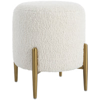 Uttermost Arles White Shearling Brass Ottoman