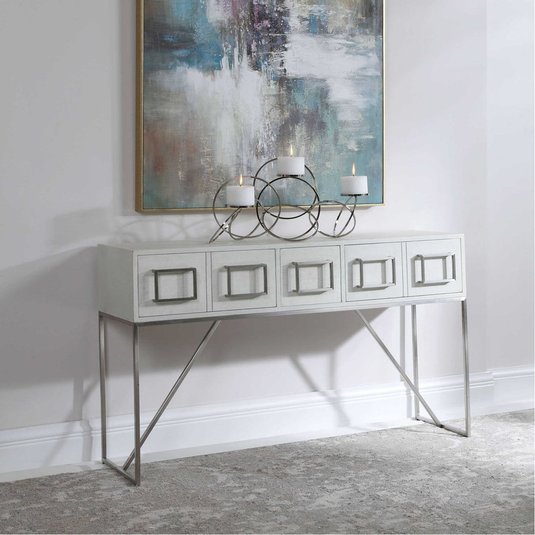 Uttermost Abaya White Console Table