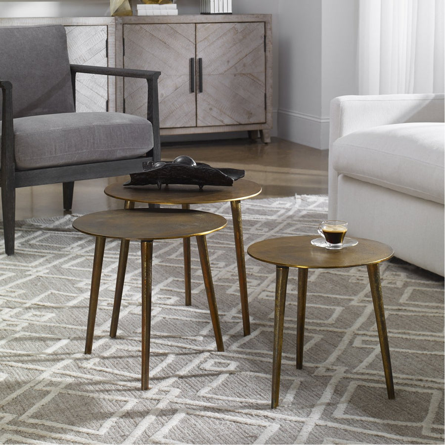 Uttermost Kasai Gold Coffee Tables, 3-Piece Set