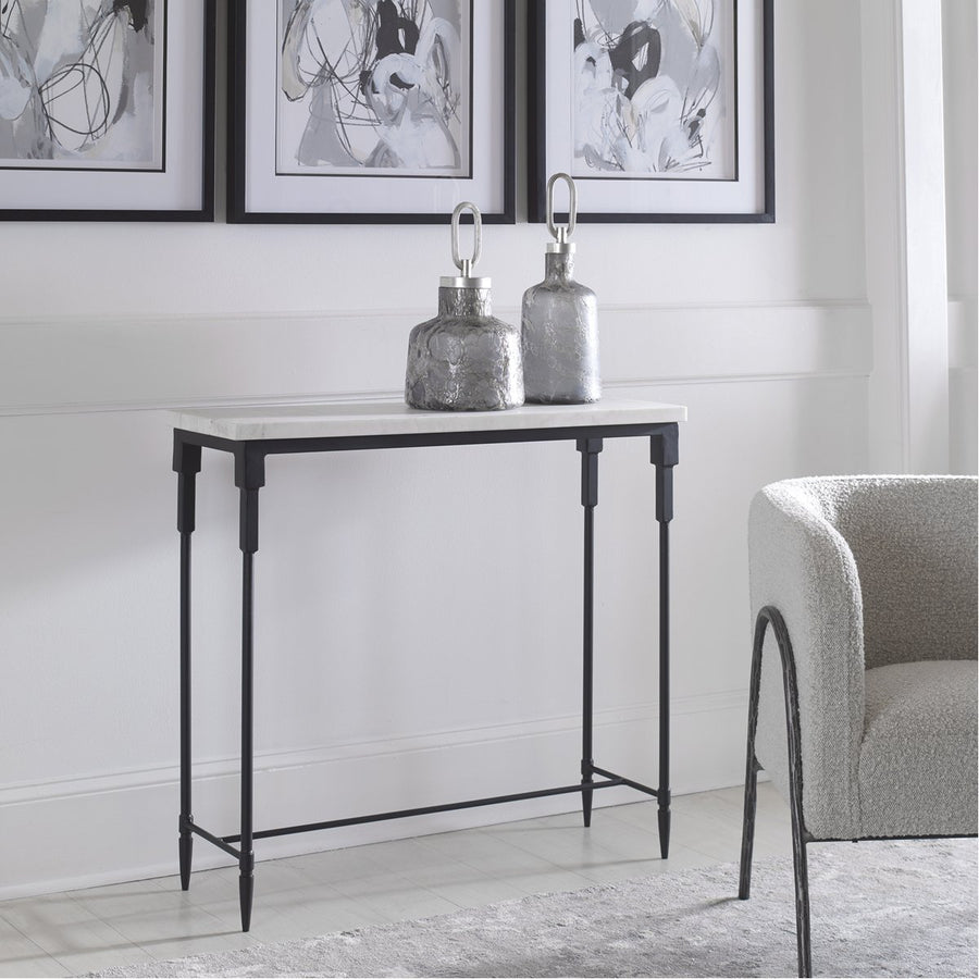 Uttermost Bourges White Marble Console Table