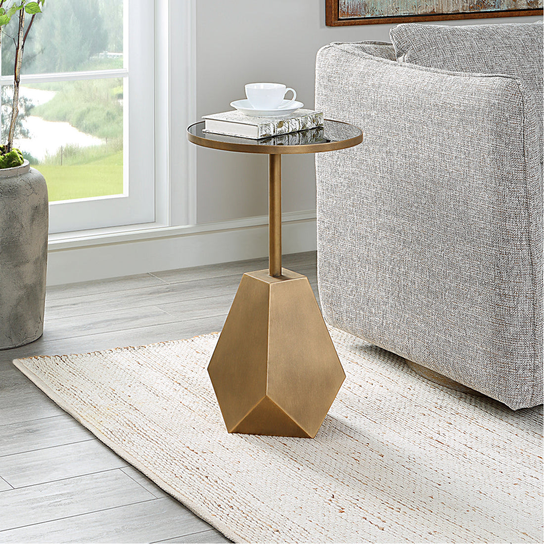 Uttermost Comet Geometric Bronze Accent Table