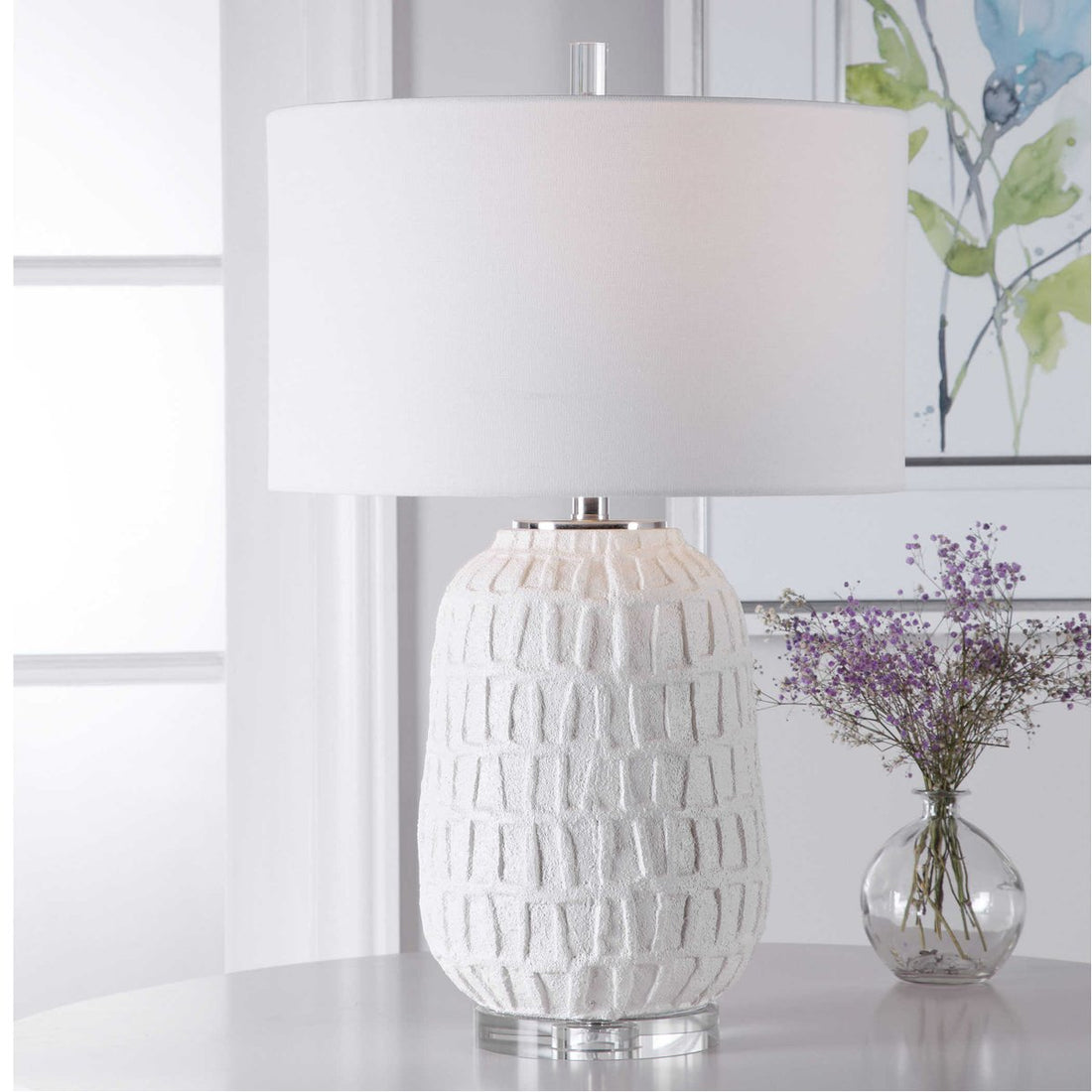 Uttermost Caelina Textured White Table Lamp