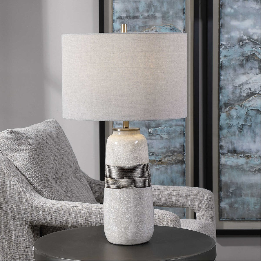 Uttermost Comanche White Crackle Table Lamp