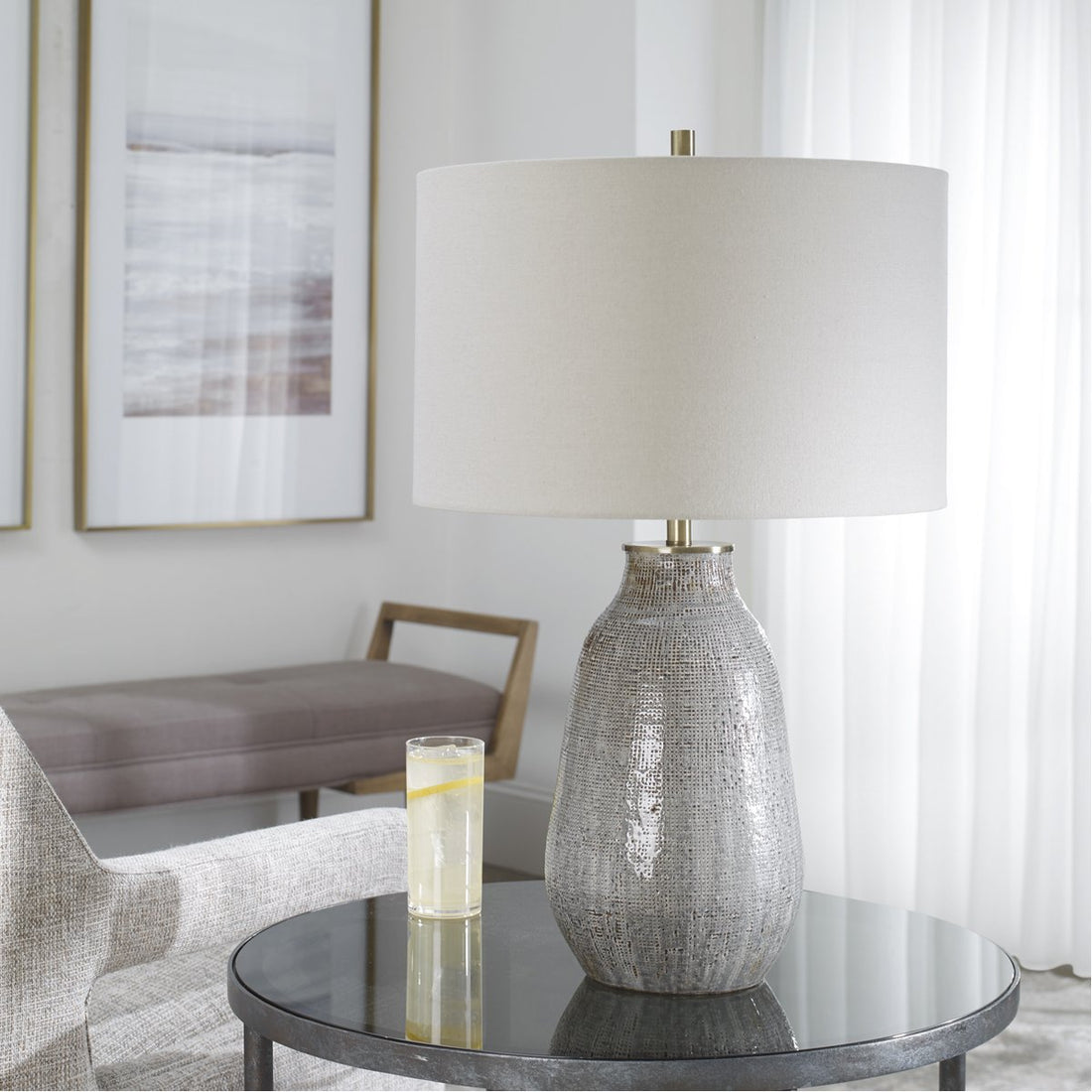 Uttermost Monacan Gray Textured Table Lamp