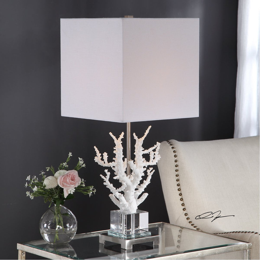 Uttermost Corallo White Coral Table Lamp