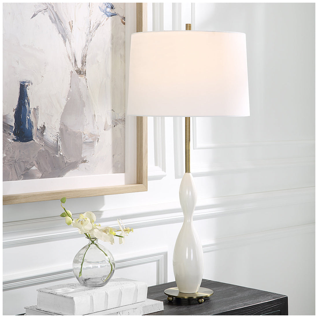 Uttermost Annora Glossy White Table Lamp