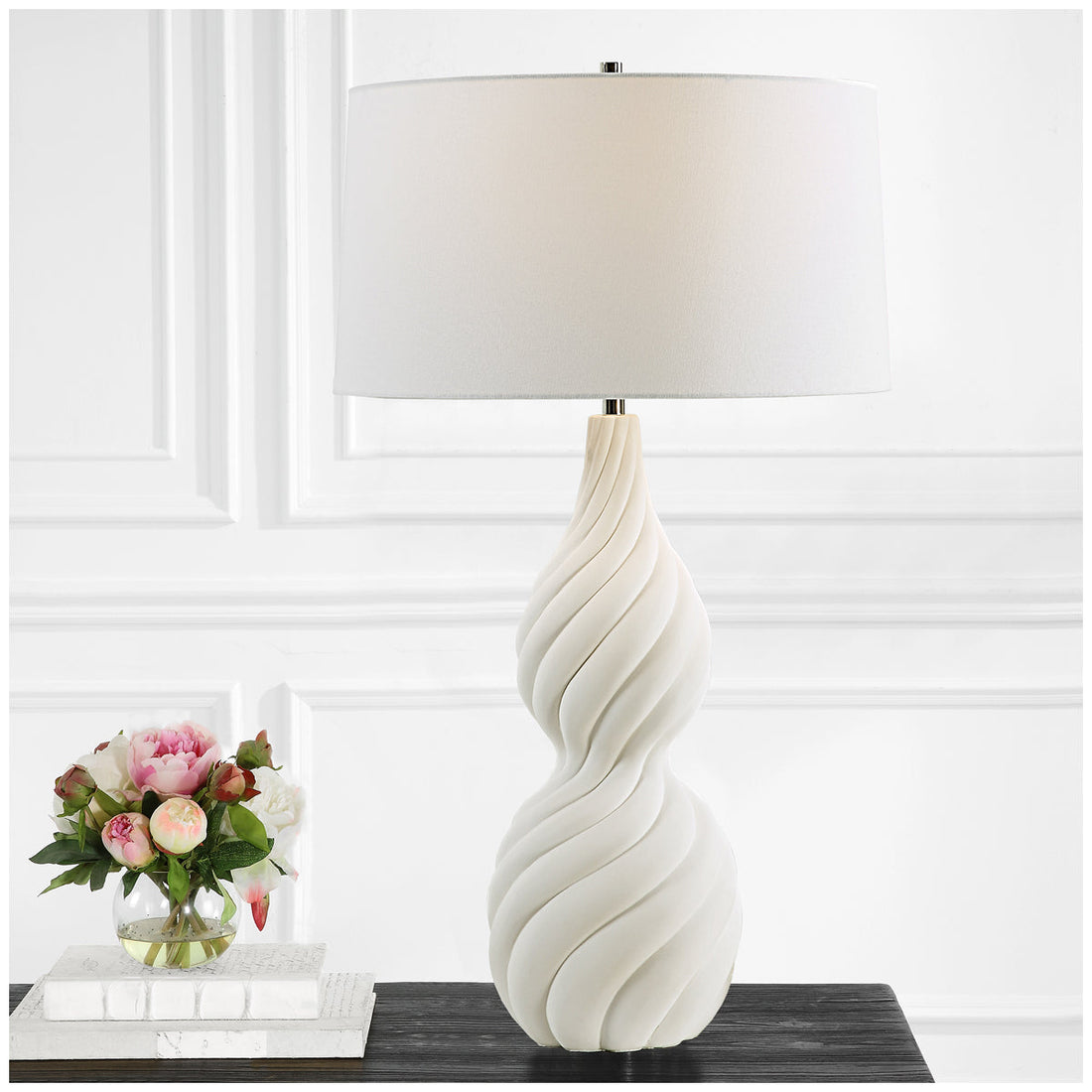 Uttermost Twisted Swirl White Table Lamp