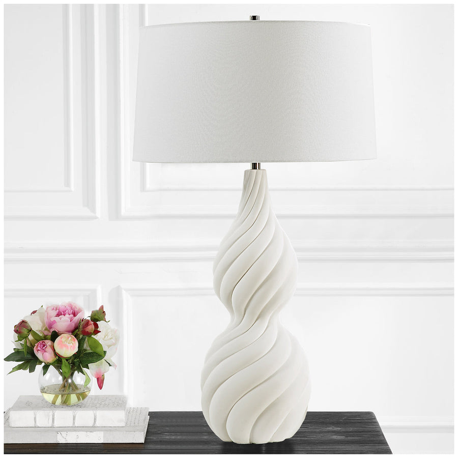 Uttermost Twisted Swirl White Table Lamp