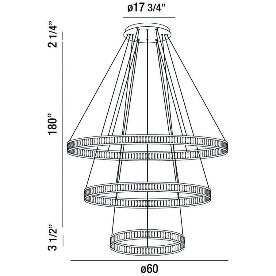 Eurofase Forster 60-Inch 3-Tier Chandelier