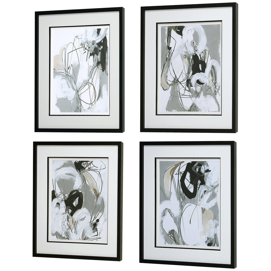 Uttermost Tangled Threads Abstract Framed Prints, Set of 4